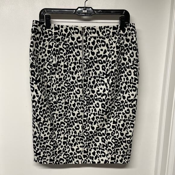 Ann Taylor Womens Black White Animal Print Straight Pencil Skirt Size 10 Career - Picture 2 of 12